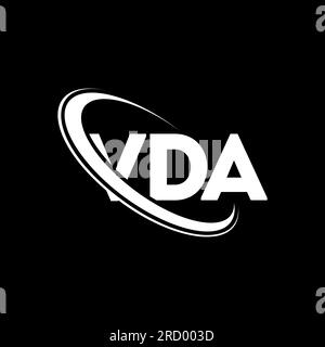 Logo VDA. Lettre VDA. Logo de lettre VDA. Initiales logo VDA lié à un cercle et logo monogramme majuscule. Typographie VDA pour la technologie, les entreprises Illustration de Vecteur