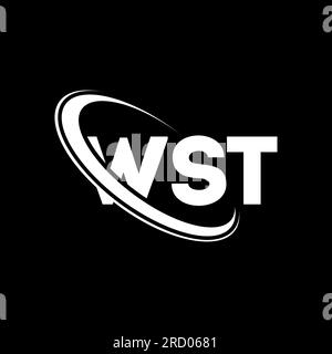 Logo WST. Lettre WST. Logo de lettre WST. Initiales logo WST lié avec cercle et logo monogramme majuscule. Typographie WST pour la technologie, les entreprises Illustration de Vecteur
