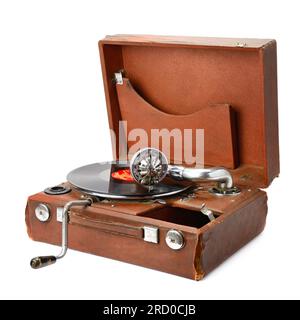 gramophone isolé sur fond blanc Banque D'Images