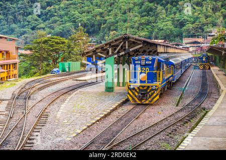 Itinéraire de train à Cusco et Machu Picchu au Pérou Banque D'Images