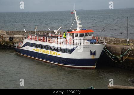 John O' Groats, Caithness, Écosse, 2 juillet 2023, Photo de paysage montrant le ferry John O' Groats. Banque D'Images