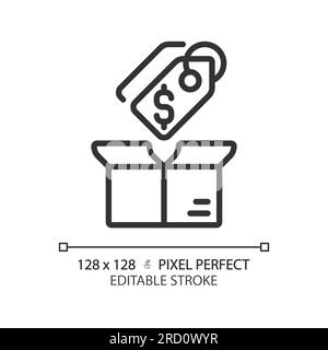 Icône linéaire d'étiquette de prix personnalisable 2D. Illustration de Vecteur