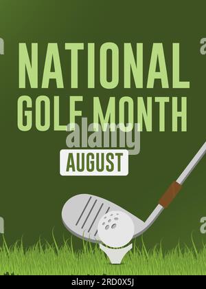 Mois du golf national août conception d'affiche de fond de couleur vert naturel. Illustration vectorielle. Illustration de Vecteur