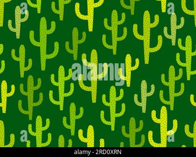 Motif Cactus Seamless. Cactus Carnegiea du désert. Cactus verts avec des points dans un style moderne. Grands cactus mexicains vides. Conception pour bannières et affiche Illustration de Vecteur