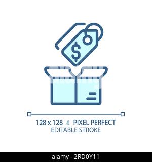 Icône linéaire d'étiquette de prix personnalisable 2D. Illustration de Vecteur