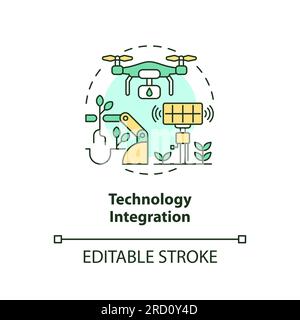 Concept d'icône d'intégration de technologie modifiable de ligne fine Illustration de Vecteur