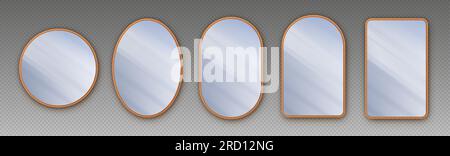 Miroirs réalistes, miroirs de maquillage modernes de formes diverses. Illustration de Vecteur