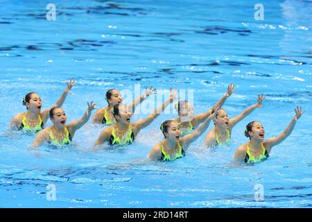 Fukuoka, Japon. 16 juillet 2023. Groupe d'équipe Japon natation artistique : Championnats du monde aquatiques Fukuoka 2023 Tour technique de l'équipe à Marine Messe Fukuoka Hall A à Fukuoka, Japon . Crédit : YUTAKA/AFLO SPORT/Alamy Live News Banque D'Images