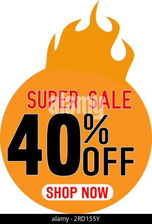 Affiche Super sale, bannière. Grosse vente, liquidation. 40 % de rabais. Illustration vectorielle. Illustration de Vecteur