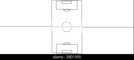 Dessin unifilaire continu du sol d'un terrain de football. Terrain de football tracé par une ligne. Illustration vectorielle Illustration de Vecteur