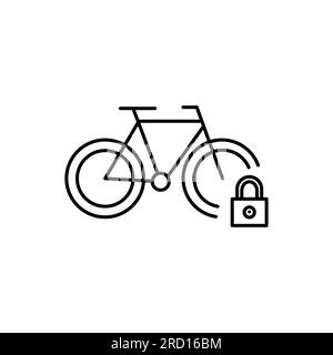 Icône de vecteur de vélo bloqué. Icône de verrouillage en U et de ligne de touches du vélo Illustration de Vecteur
