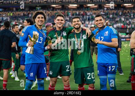 Le gardien de but mexicain Guillermo Ochoa (13), le défenseur Israel Reyes (21), l'attaquant Henry Martín (20) et le gardien de but (17) lors de la Gold Cup 2023 de la CONCACAF f Banque D'Images