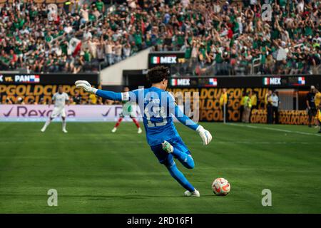 Le gardien de but du Mexique Guillermo Ochoa (13 ans) lors de la finale de la coupe d'or de la CONCACAF 2023 contre le Panama, dimanche 16 juillet 2023, au stade SOFI, Dans Inglewood, C Banque D'Images