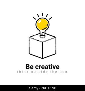 Idée de boîte créative d'ampoule de vecteur. Concept d'illustration du logo de la boîte studio de démarrage d'ampoule. Illustration de Vecteur