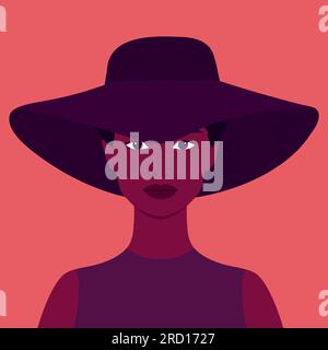 Jeune femme africaine dans un chapeau. Femme élégante abstraite. Illustration vectorielle Illustration de Vecteur