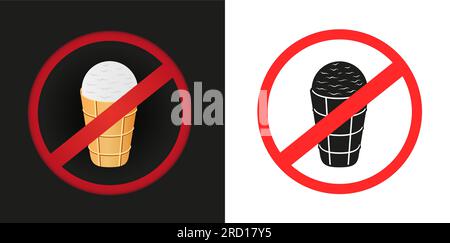 affiche autocollante « fast-food interdit » de crème glacée Illustration de Vecteur