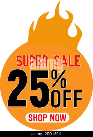 Affiche Super sale, bannière. Grosse vente, liquidation. 30 % de rabais. Illustration vectorielle. Illustration de Vecteur
