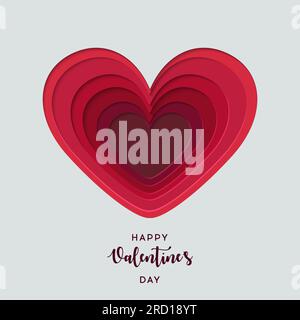 Coeur coupé en papier. Modèle pour la Saint-Valentin et arrière-plans de cartes de vœux. Illustration de Vecteur