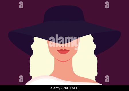 Portrait d'une femme blonde dans un chapeau. Femme élégante abstraite. Illustration vectorielle Illustration de Vecteur