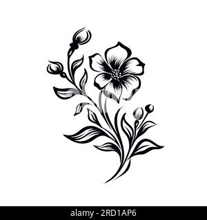 Ligne botanique florale minimaliste. Bouquets. Éléments tendances de plantes sauvages et de jardin, branches, feuilles, fleurs, herbes. Illustration vectorielle fo Illustration de Vecteur
