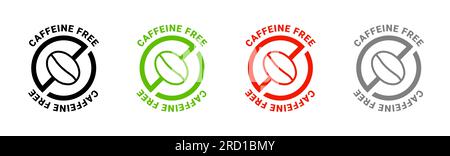 Symbole du logo vecteur sans caféine. Allergie café décaféiné symbole santé éco-label naturel. Illustration de Vecteur