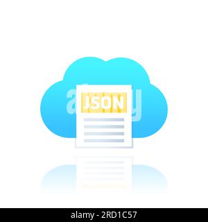 Téléchargement de fichier JSON sur le cloud, icône pour le web Illustration de Vecteur