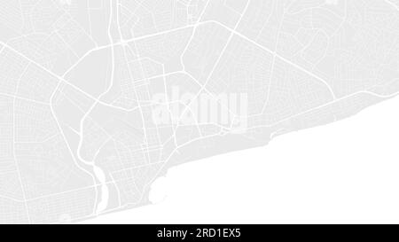 Fond carte d'Accra, Ghana, affiche de ville blanche et gris clair. Carte vectorielle avec routes et eau. Format écran large, feuille de route de conception numérique plate. Illustration de Vecteur