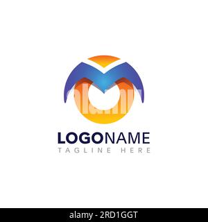 Modèle de conception de logo dégradé de lettre colorée m 3D. Illustration de Vecteur