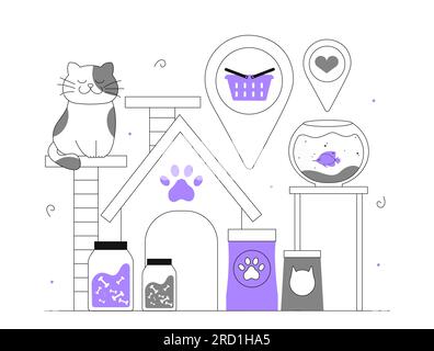 Concept de ligne de produits pour animaux Illustration de Vecteur