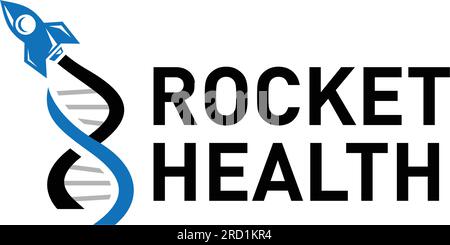 Design moderne du logo ADN Spaceship de SANTÉ DE FUSÉE Illustration de Vecteur