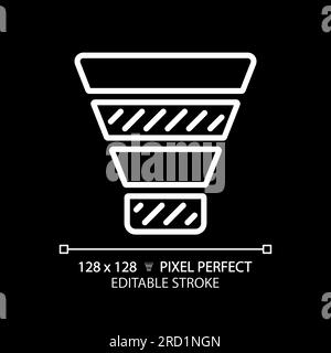 Icône linéaire blanche du graphique en entonnoir pour le thème sombre Illustration de Vecteur