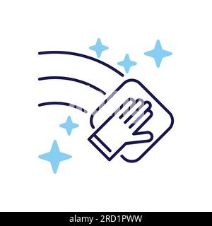 Nettoyage de l'icône de vecteur associé. La main avec une serviette essuie la surface. Nettoyer l'affiche. Isolé sur fond blanc. Illustration vectorielle modifiable Illustration de Vecteur