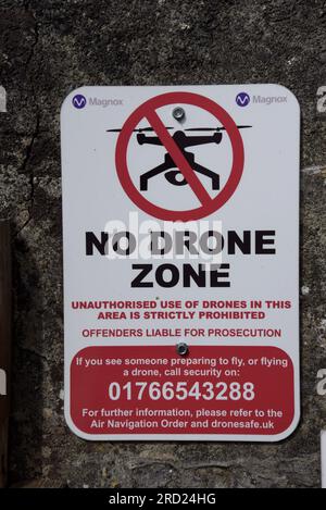 Aucun drone n'a autorisé l'interdiction de voler des drones sur le site de la centrale nucléaire de Trawsfynydd, Snowdonia, au nord du pays de Galles Banque D'Images