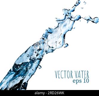 Composition abstraite avec de belles éclaboussures d'eau bleu sur fond blanc Illustration de Vecteur