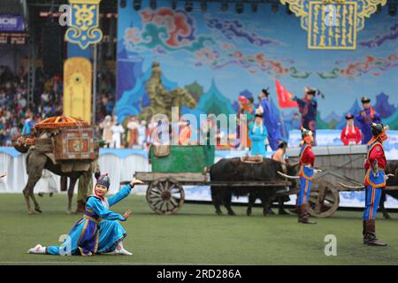 Oulan-Bator, Mongolie. 11 juin 2023. Cérémonie d'ouverture du festival naadam 2023. Crédit : L.Enkh-Orgil. Banque D'Images