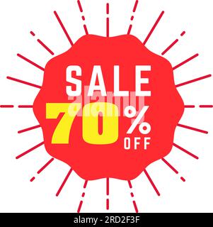 Bannière de réduction de 70 % sur les soldes. Étiquette de prix de l'offre de réduction. 70 % de réduction Illustration de Vecteur