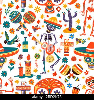 Dia de los muertos, squelette jouant à la guitare vecteur Illustration de Vecteur