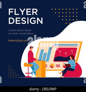 Homme et femme discutant des statistiques sur les bénéfices Illustration de Vecteur