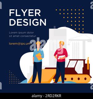 Constructeurs de casques travaillant sur le chantier Illustration de Vecteur