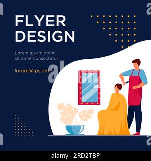 Coiffeur de sexe masculin se brossant les cheveux de la femme Illustration de Vecteur