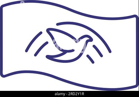 Drapeau avec icône de la colombe de la ligne de paix Illustration de Vecteur