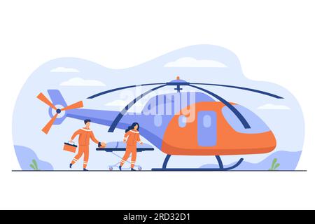 Les travailleurs médicaux qui siffle le le brancard avec une personne blessée Illustration de Vecteur