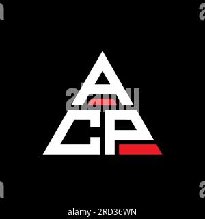 Logo de lettre triangle ACP avec forme de triangle. Monogramme de logo triangle ACP. Modèle de logo vecteur triangle ACP avec couleur rouge. ACP triangul Illustration de Vecteur