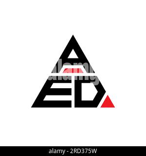 Logo en forme de triangle du DAE. Monogramme du logo triangulaire du DAE. Modèle de logo vecteur triangle AED avec couleur rouge. AED triangul Illustration de Vecteur