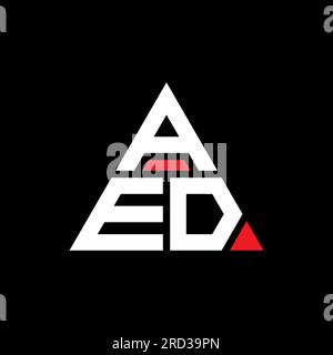 Logo en forme de triangle du DAE. Monogramme du logo triangulaire du DAE. Modèle de logo vecteur triangle AED avec couleur rouge. AED triangul Illustration de Vecteur