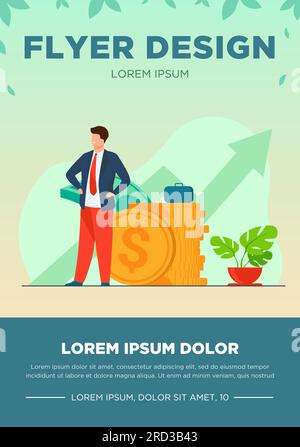 Entrepreneur ou investisseur réussi présentant la pile d'argent Illustration de Vecteur