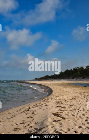 Beau paysage marin sur un jour de vacances. Plage de sable et mer Baltique bleue en Pologne. Banque D'Images