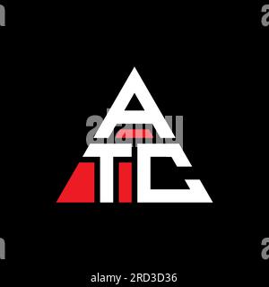 Logo de lettre triangle ATC avec forme de triangle. Monogramme de logo triangle ATC. Modèle de logo vecteur triangle ATC avec couleur rouge. ATC triangul Illustration de Vecteur