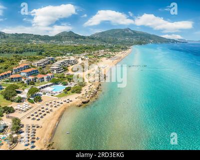 Landscape with Banana beach, Zakynthos islands, Greece Stock Photo