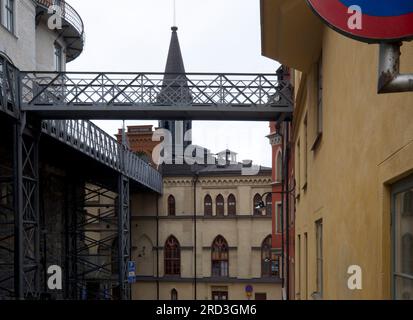 Rue résidentielle dans le quartier Södermalm de Stockholm. Banque D'Images